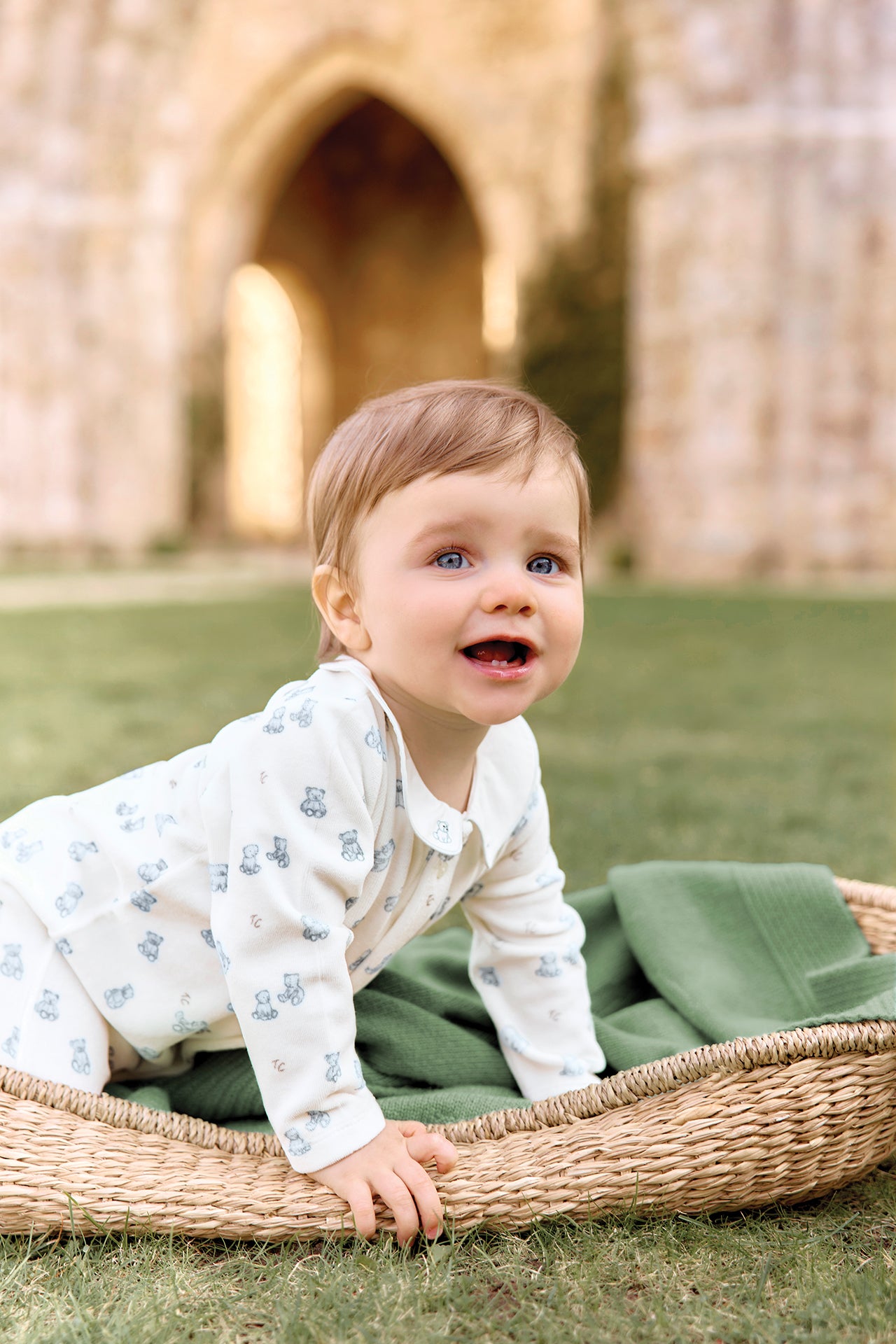 Pajamas - Ecru cotton teddy bear pattern
