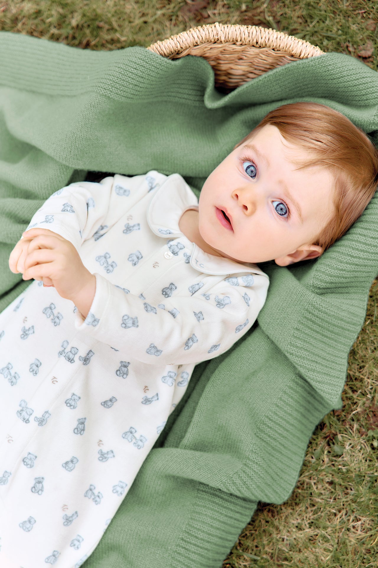 Pajamas - Ecru cotton teddy bear pattern