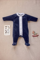 Pyjama - Ecru velours col pointu