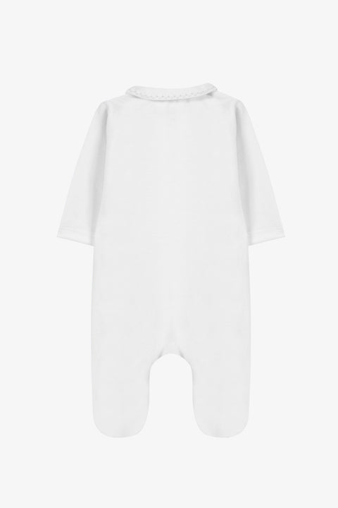 Pyjama - Ecru velours col pointu - Image principale