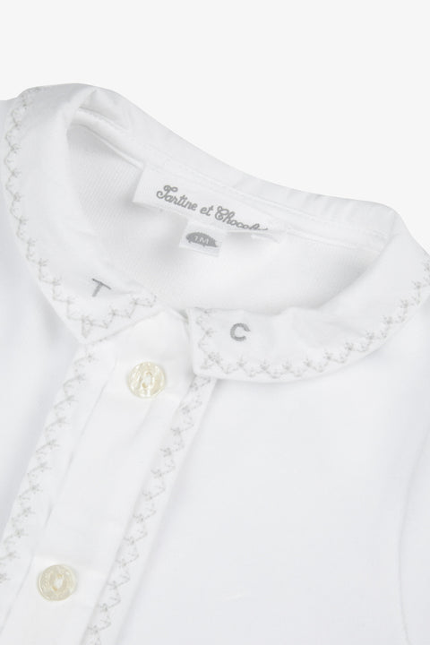 Pyjama - Ecru velours col pointu - Image principale