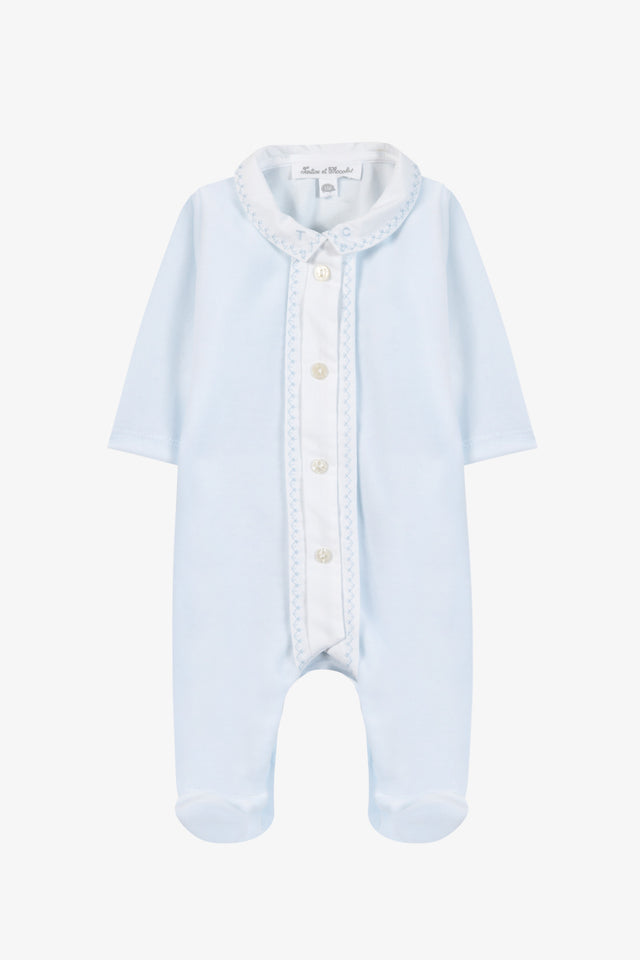 Pyjama - Ecru velours col pointu - Image principale