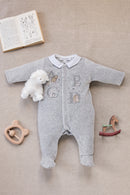Pyjama - Gris chiné velours brodé