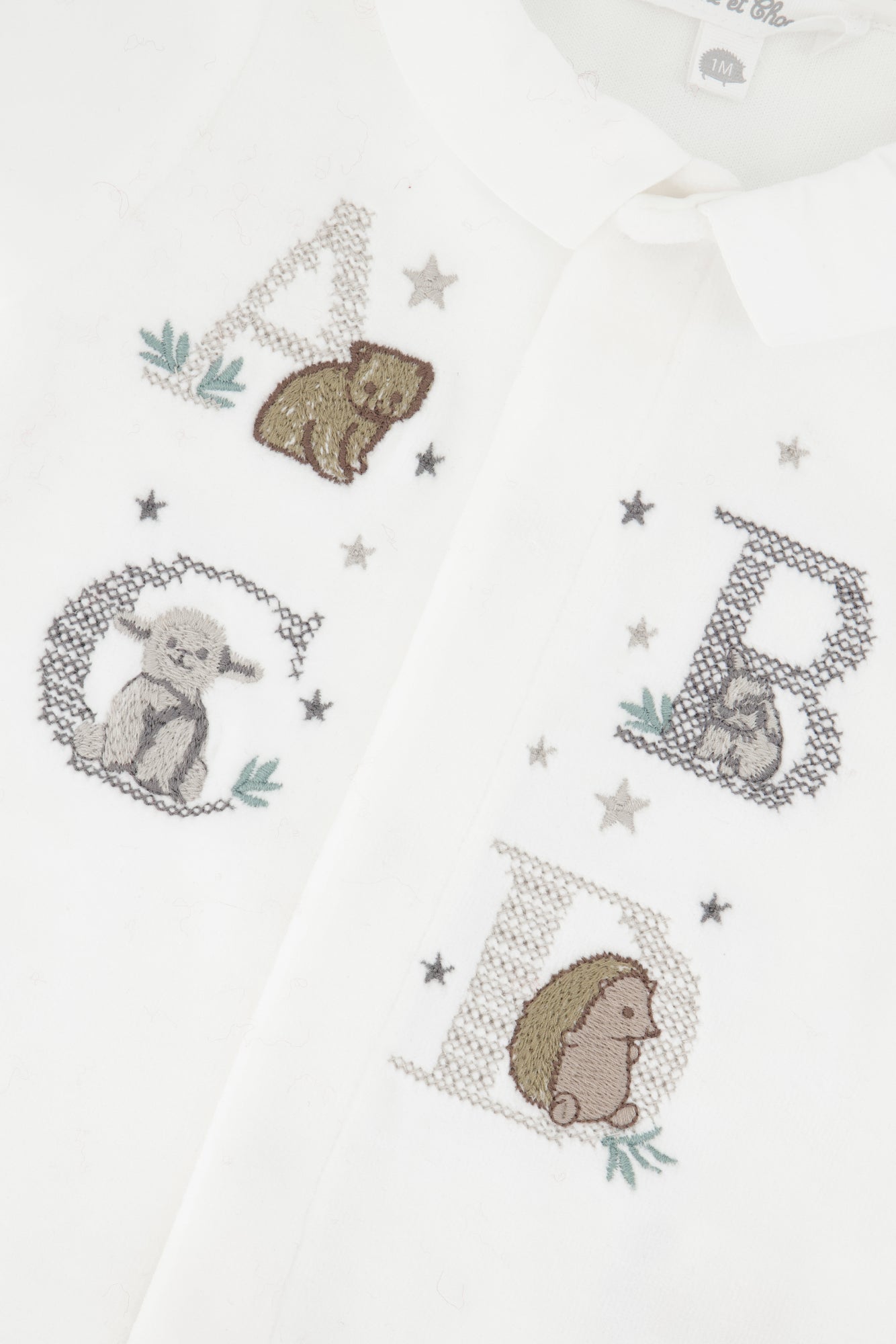 Pajamas - Ecru cotton Velvet Embroidered