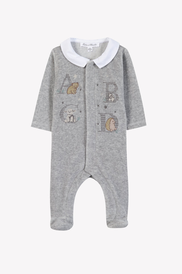 Pajamas - Grey heather Velvet Embroidered - Image principale