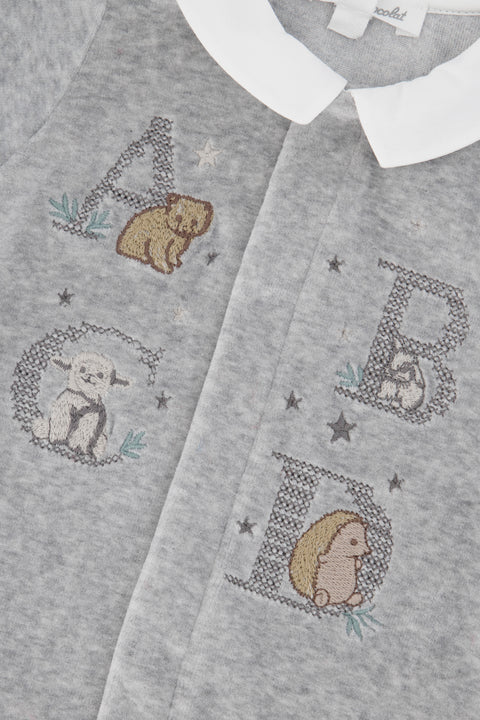 Pajamas - Grey heather Velvet Embroidered - Image principale