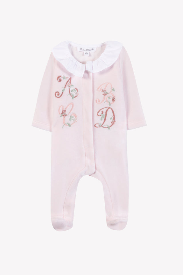 Pajamas - Pale pink Velvet Embroidered - Image principale
