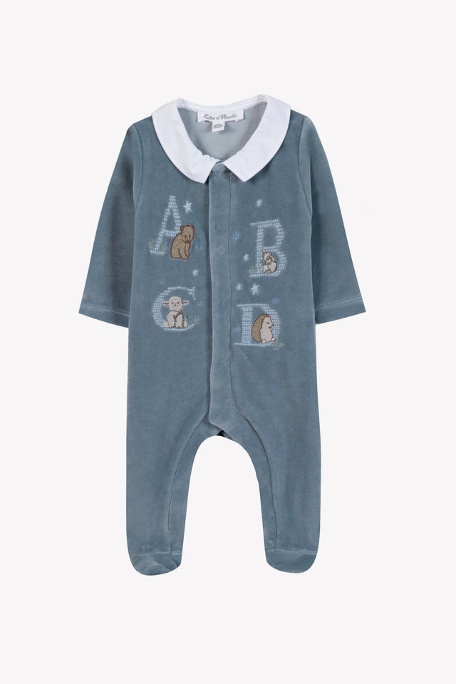 Pajamas - Blue thunderstorm Velvet Embroidered - Image principale