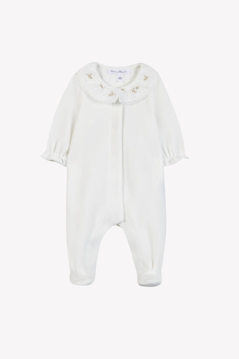 Pijama - Marfil Terciopelo Cuello con volantes - Image principale