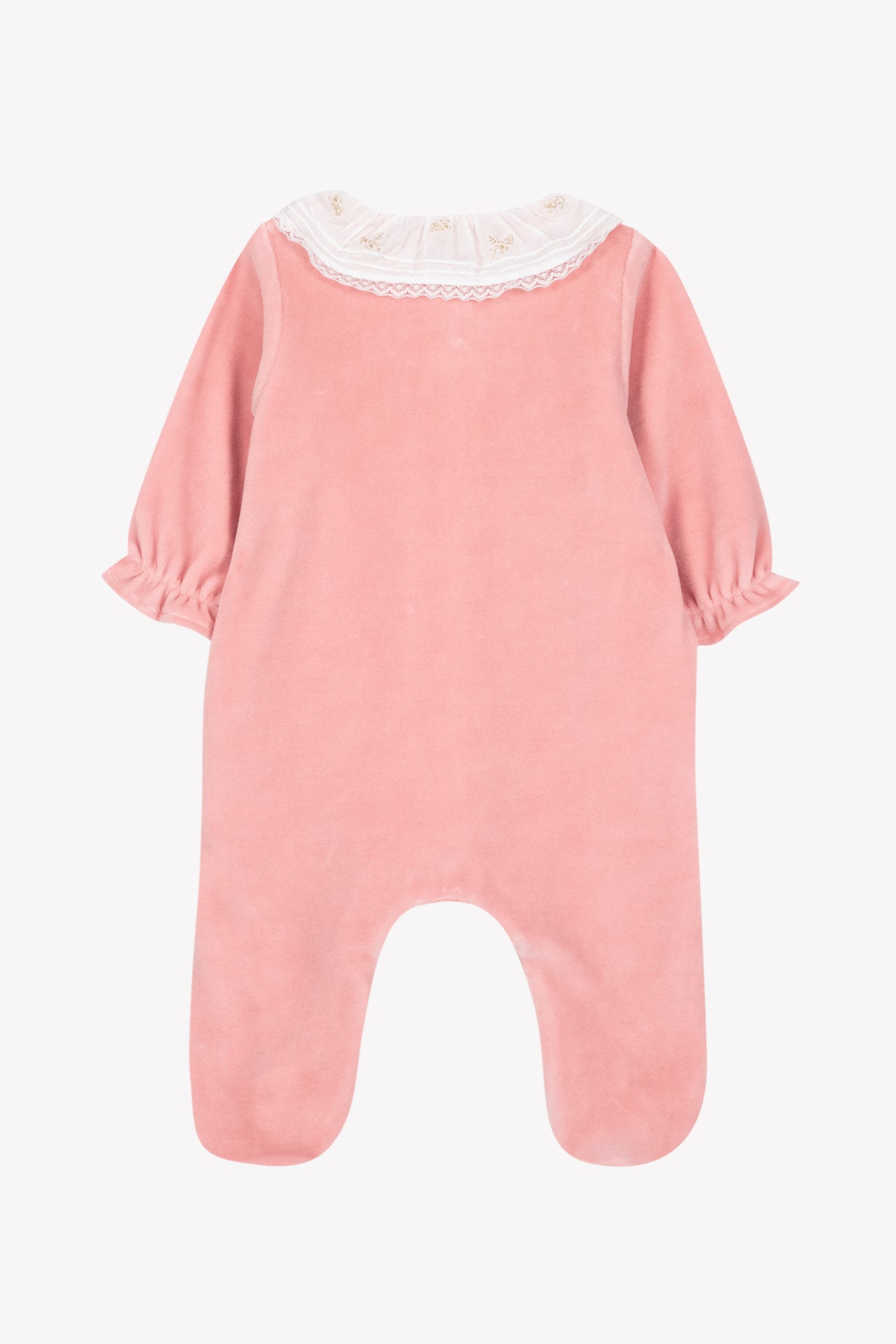 Pyjama - Pêche velours col volanté