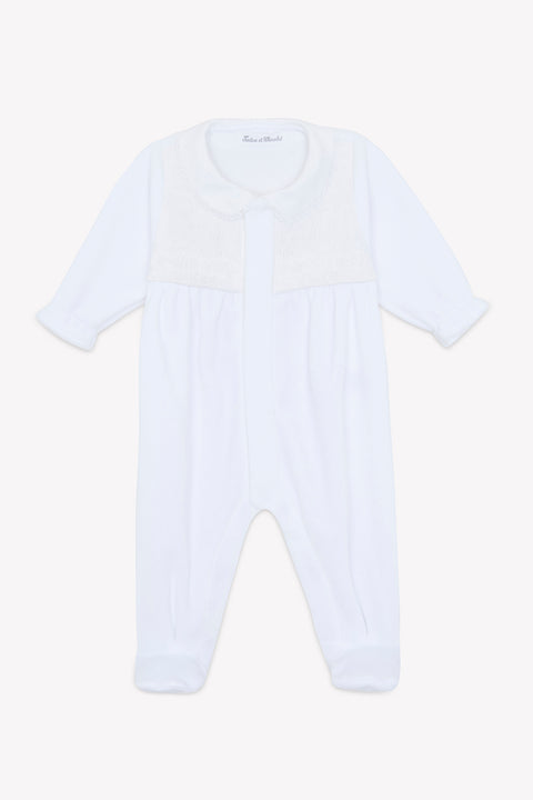 Pajamas - White cotton Peter pan collar Race fine - Image principale