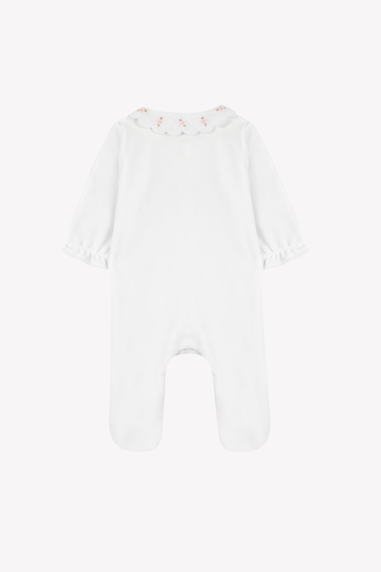 Pyjama - Rose pâle velours col Claudine festonné