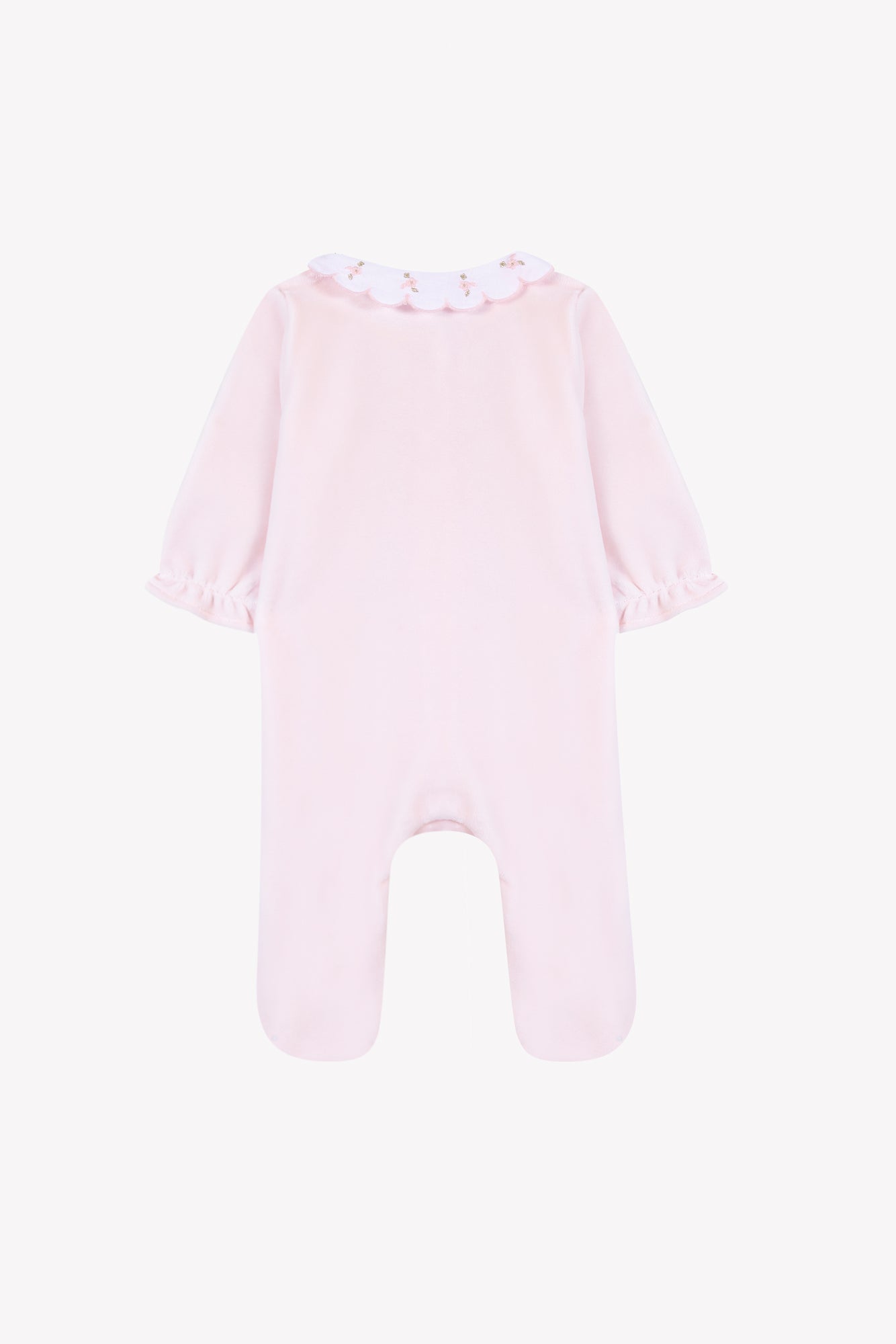 Pyjama - Ecru velours col Claudine festonné