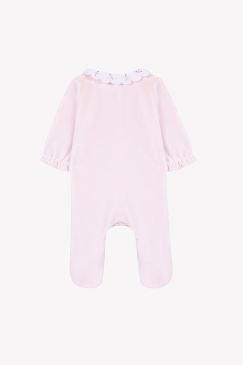 Pyjama - Ecru velours col Claudine festonné - Image principale