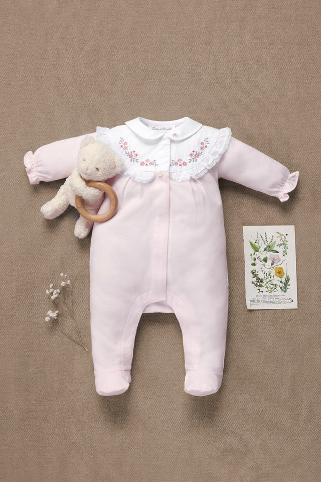 Pajamas - Pale pink cotton Peter pan collar flowers - Image principale