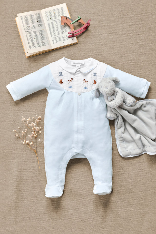 Pajamas - Sky blue cotton Peter pan collar animals - Image principale