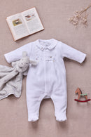 Pyjama - Blanc velours blanc brodé