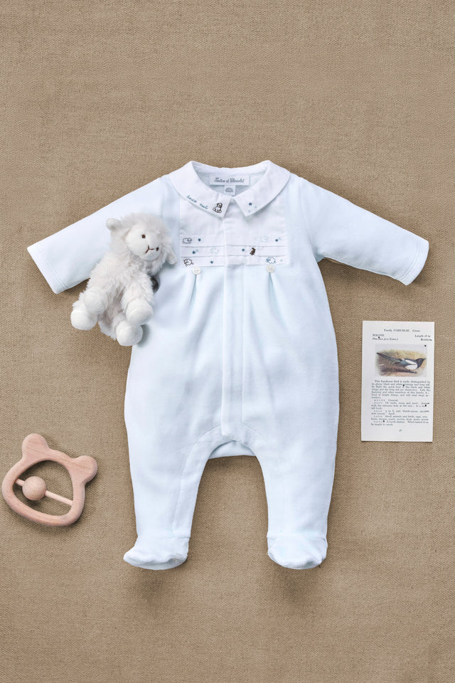 Pajamas - Sky blue Velvet Embroidered - Image principale