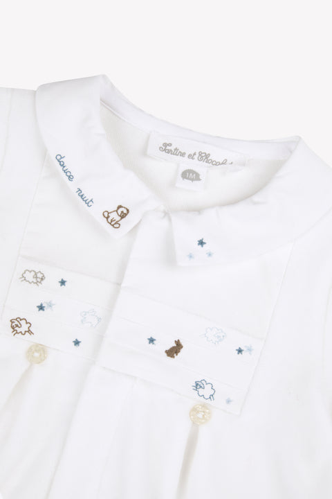 Pajamas - White Velvet White Embroidered - Image principale