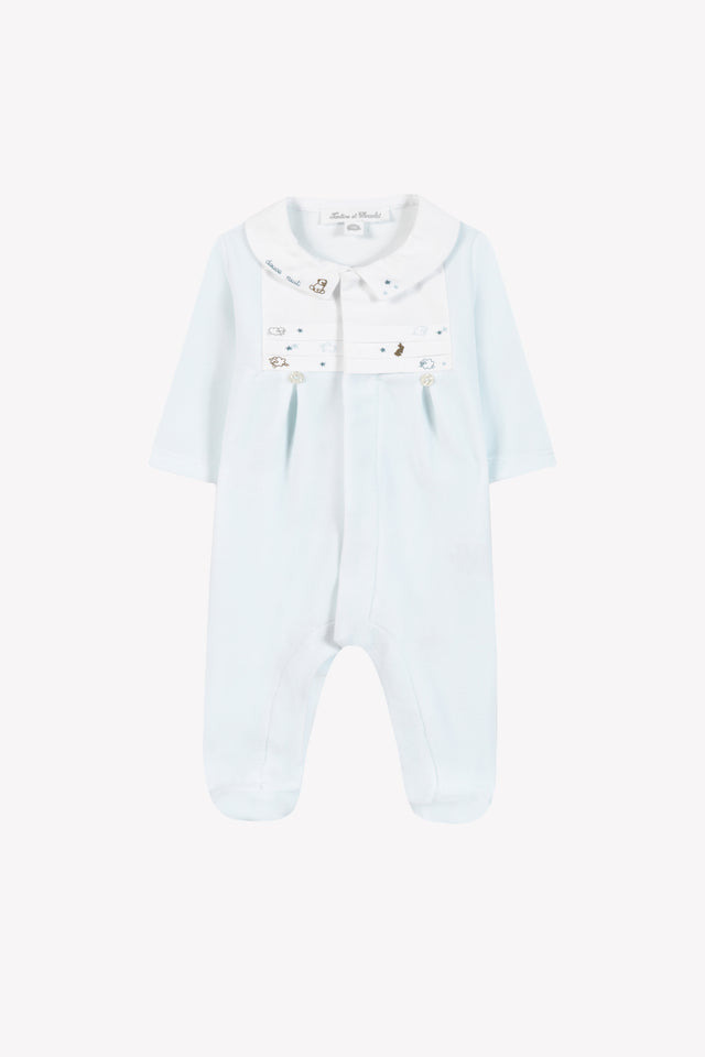 Pajamas - Sky blue Velvet Embroidered - Image principale