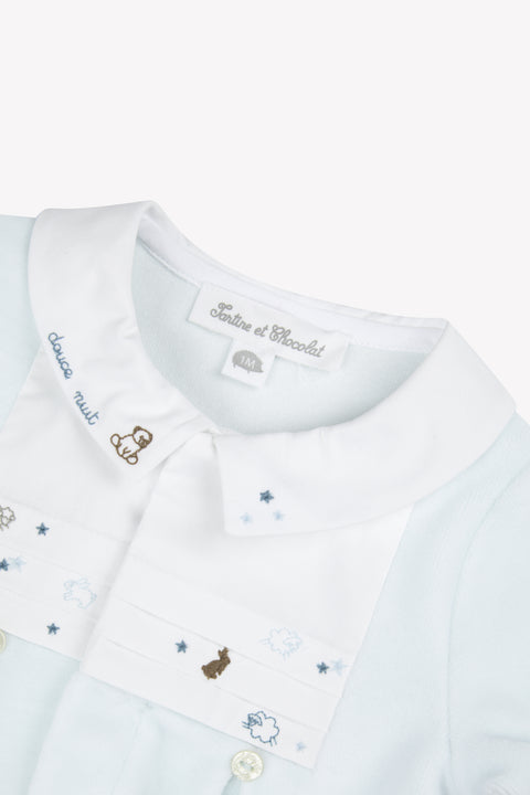 Pajamas - Sky blue Velvet Embroidered - Image principale