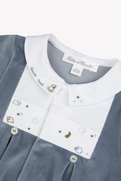 Pajamas - Blue thunderstorm Velvet Embroidered - Image principale
