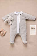 Pyjama - Gris clair velours col Claudine