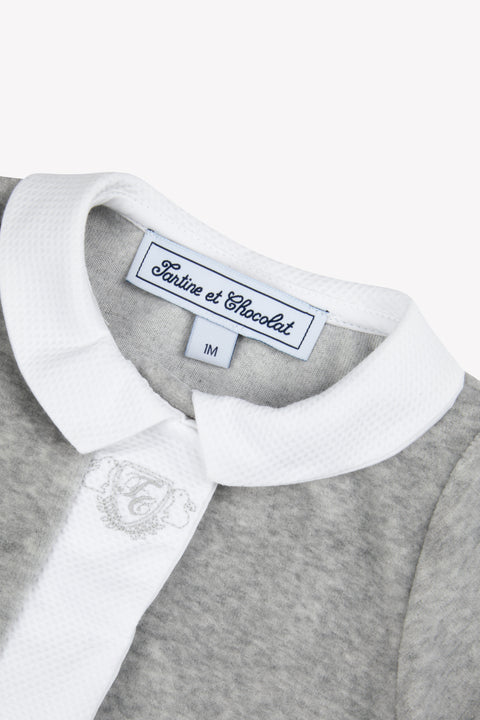 Pajamas - Light grey Velvet Peter pan collar - Image principale