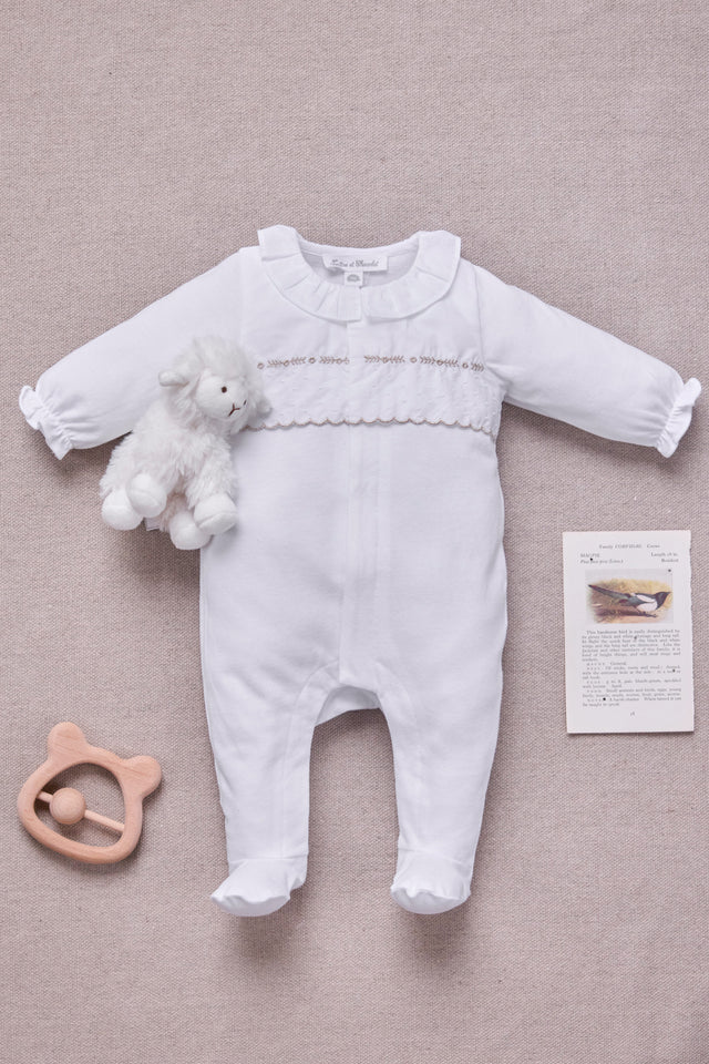 Pajamas - White cotton Scalloped - Image principale
