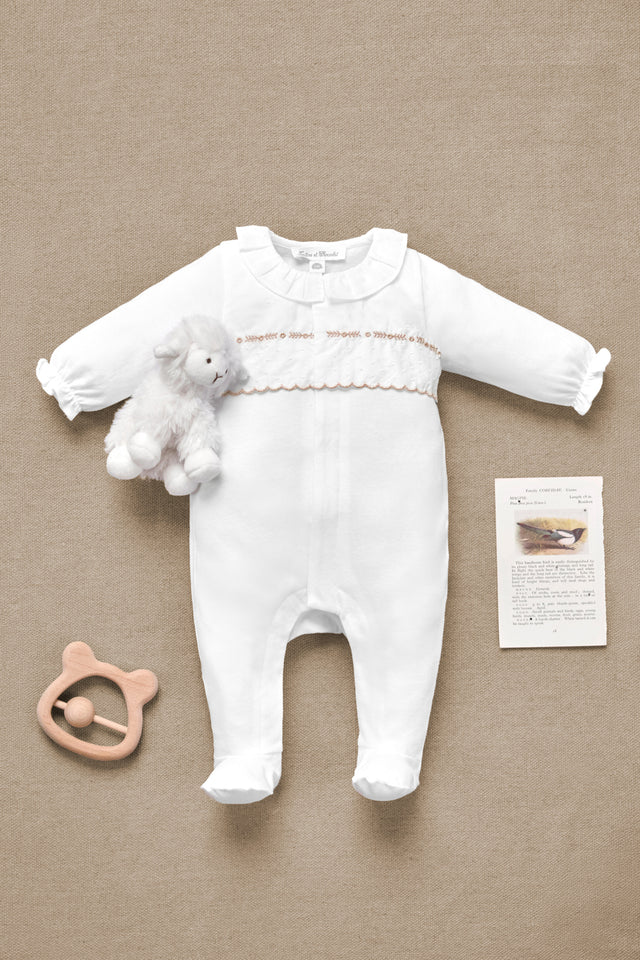 Pajamas - White cotton Scalloped - Image principale