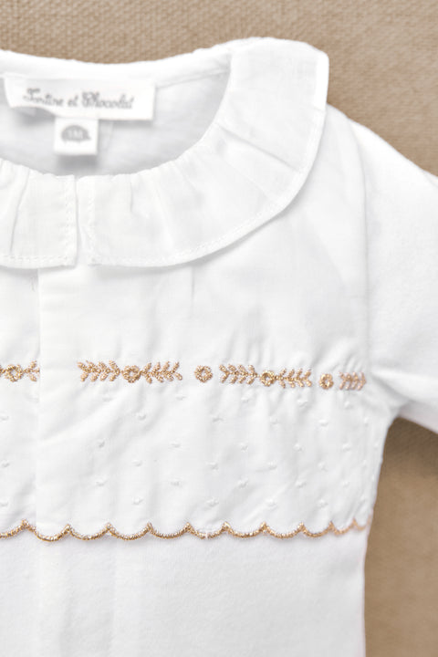 Pajamas - White cotton Scalloped - Image principale