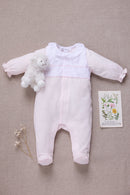 Pyjama - Rose pâle coton col Claudine froncé