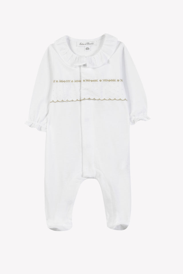 Pajamas - White cotton Scalloped - Image principale