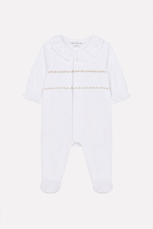 Pajamas - White cotton Scalloped - Image principale