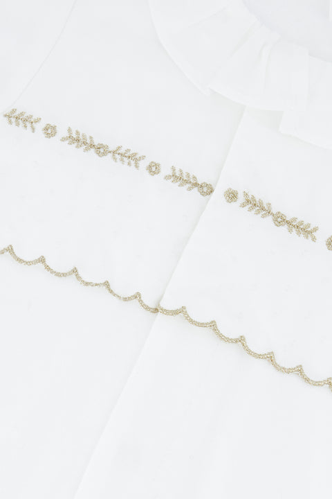 Pajamas - White cotton Scalloped - Image principale