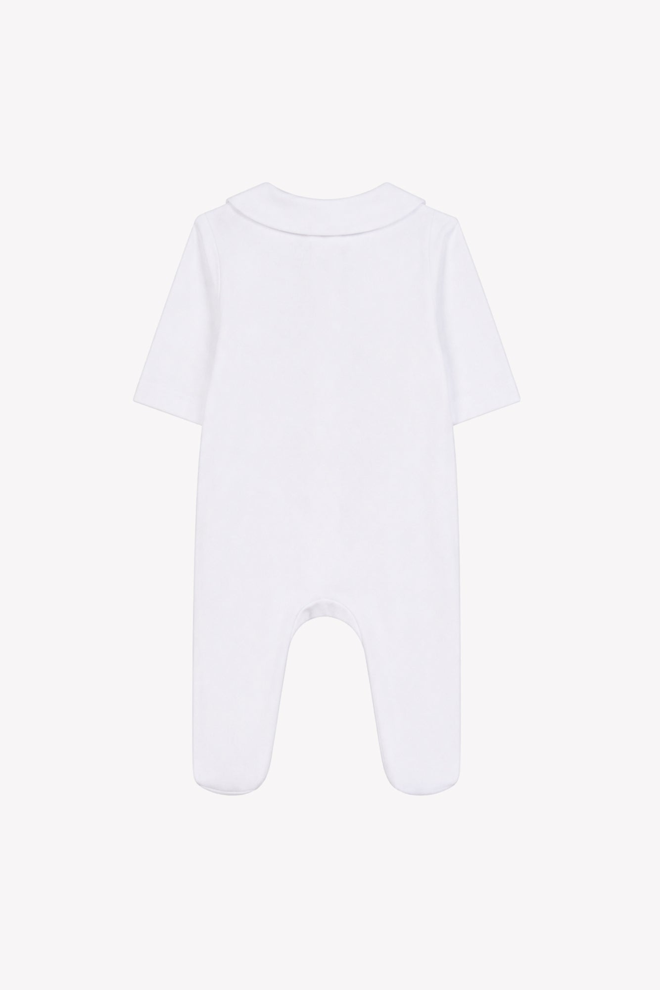 Pyjama - Blanc coton col pointu broderie