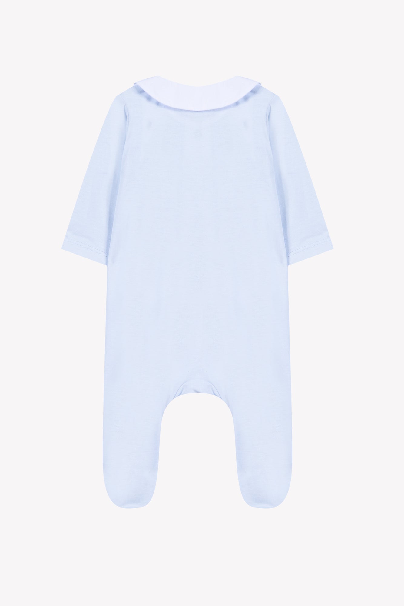 Pajamas - Sky blue cotton Pointed collar Embrodery