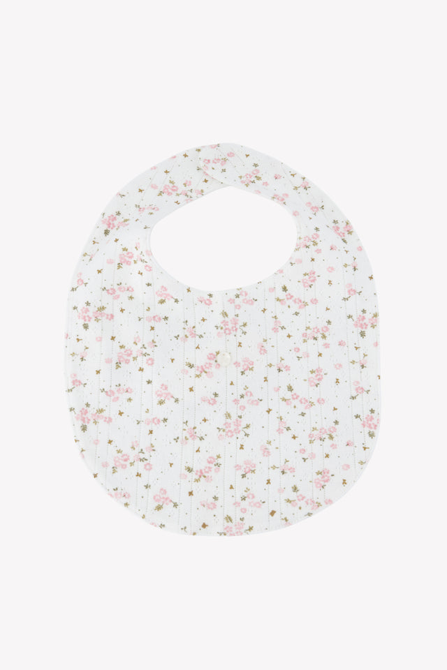 Bavoir - Ivoire coton imprimé fleuri - Image principale