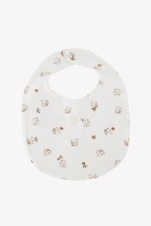 Bavaglino - Beige stampa scoiattolo in cotone leggero - Image principale
