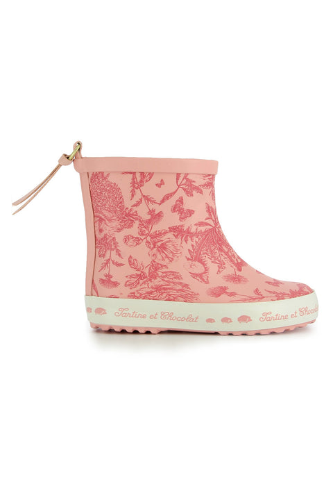 Regenstiefel - Rosa inspirierender Druck Toile de Jouy - Image principale