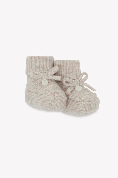 Hausschuhe- Beige Wolle Kaschmir Strickwaren verdreht - Image principale