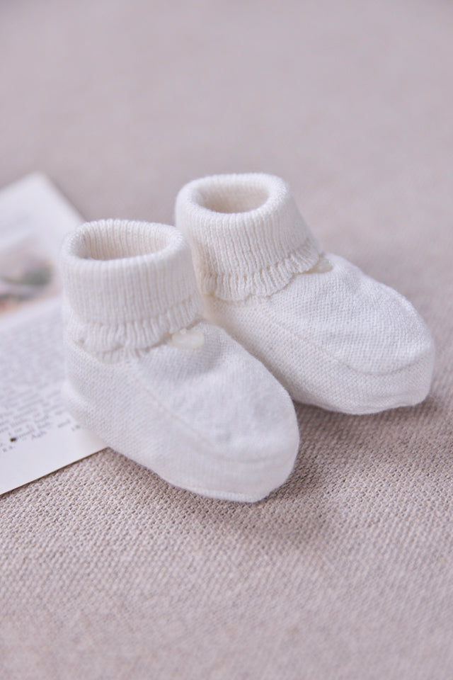 Slippers - Ecru cotton Cashmere Scalloped - Image principale
