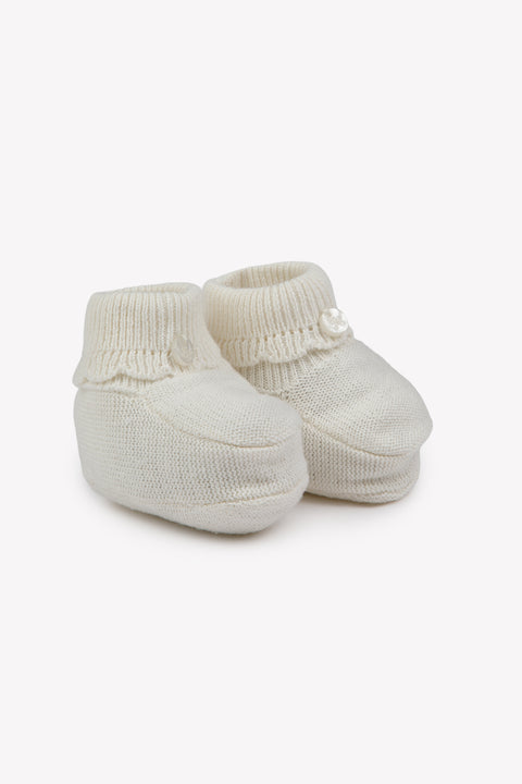Slippers - Ecru cotton Cashmere Scalloped - Image principale