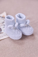 Slippers - Sky blue Wool Cashmere Knitwear braided
