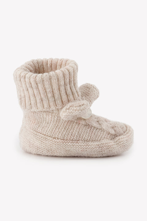 Chaussons - Beige chiné laine cachemire maille tressée - Image principale