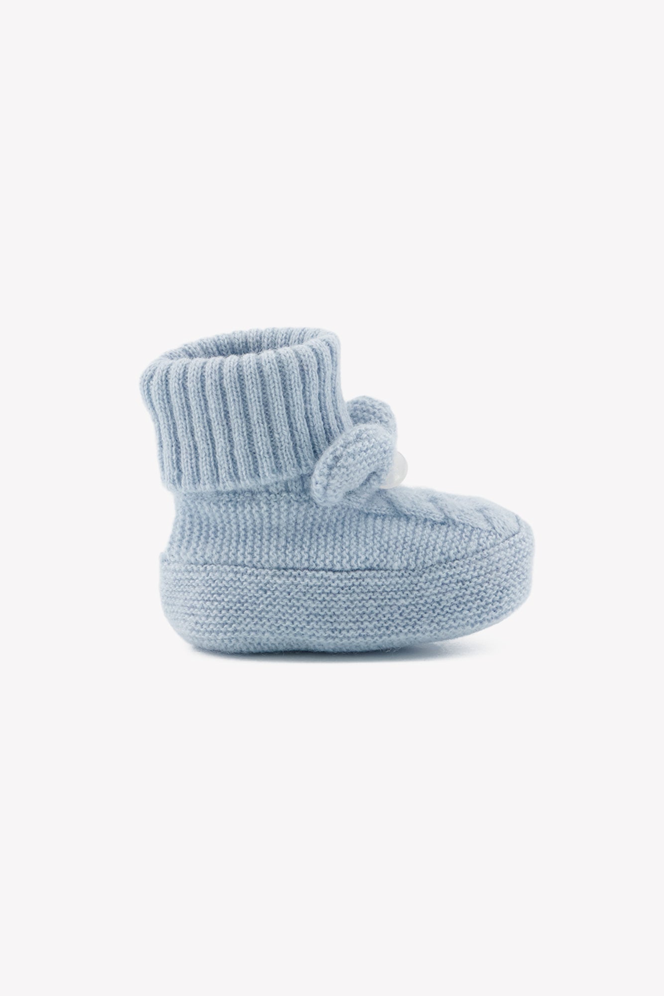 Chaussons - Bleu grisé laine cachemire maille tressée