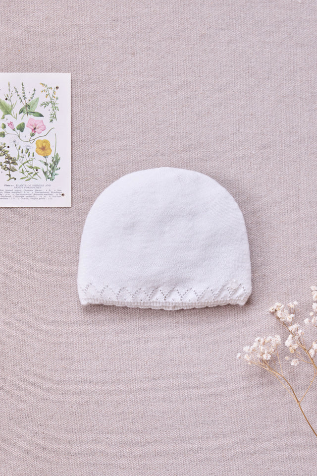 Beanie - Ecru cotton Cashmere Knitwear openwork - Image principale