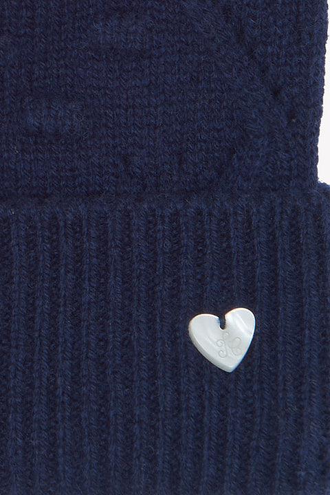 Mütze - Marineblau Wolle Strickwaren durchbrochener Strick - Image principale