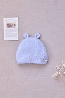 Bonnet - Bleu grisé laine cachemire petit ours