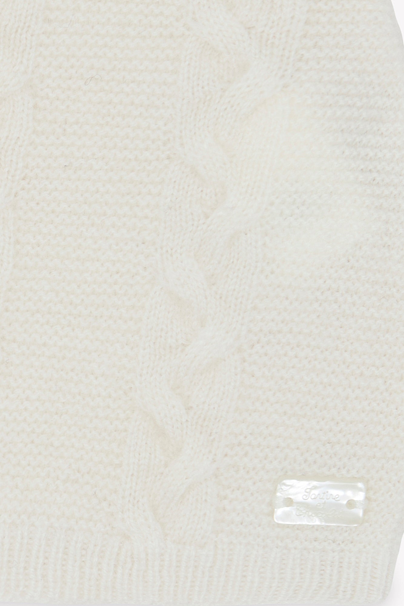Bonnet - Ecru laine cachemire petit ours